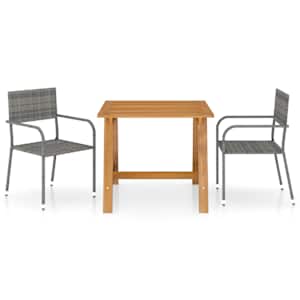 Vrtna jedilna garnitura 3-delna siva