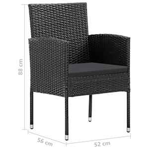 3dílný zahradní jídelní set černý - obrázek 8