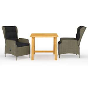 Vrtna jedilna garnitura 3-delna rjava