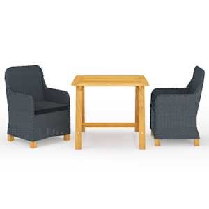 Vrtna jedilna garnitura 3-delna temno siva