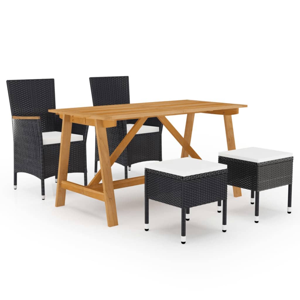 vidaXL Set mobilier de grădină, 5 piese, negru