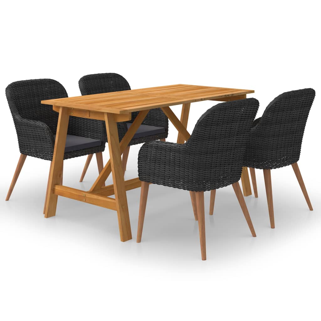 vidaXL Set mobilier de grădină, 5 piese, negru