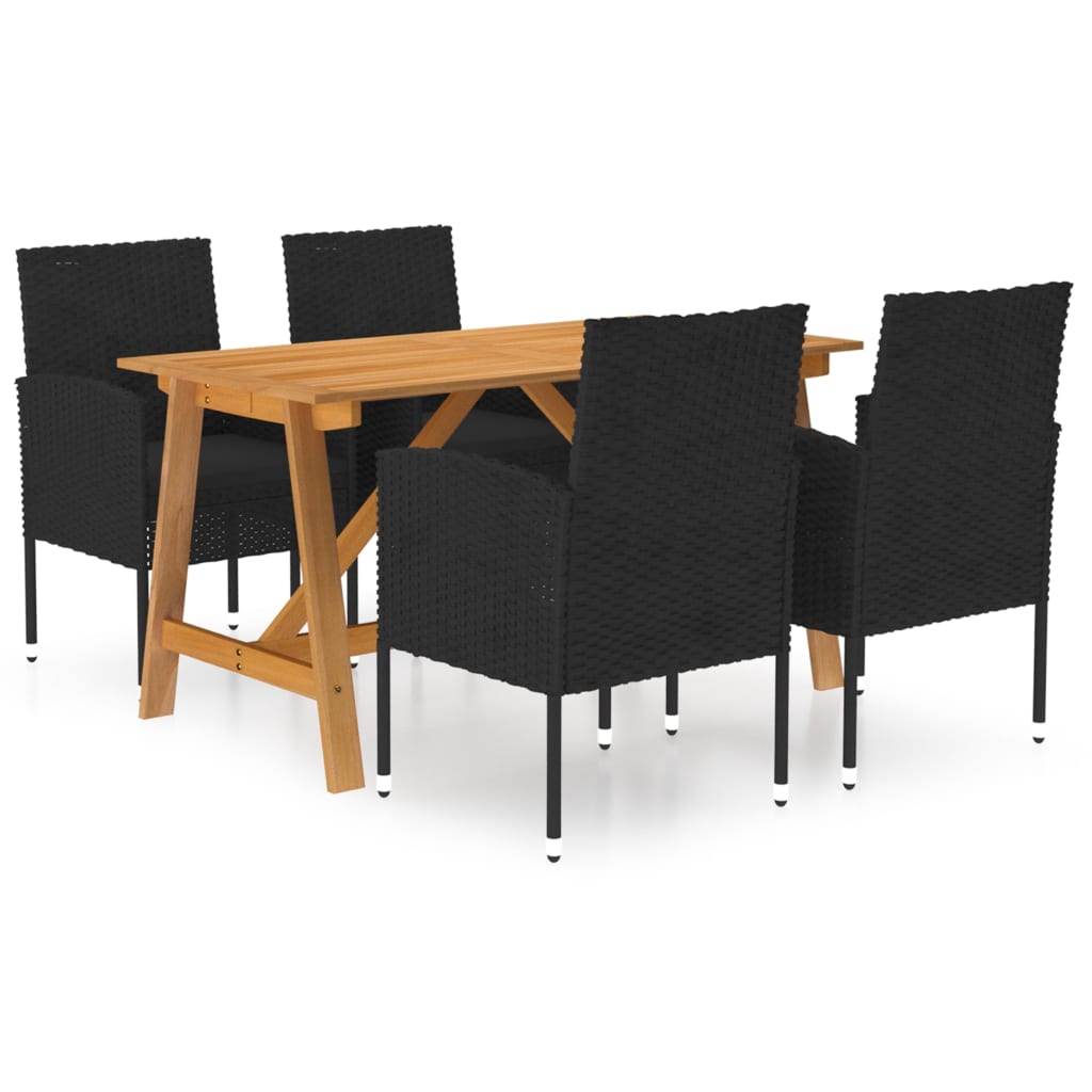 vidaXL Set mobilier de grădină, 5 piese, negru