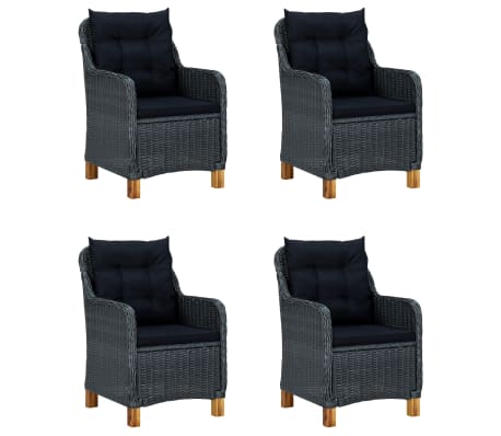 vidaXL Sodo valgomojo baldų komplektas, 5 dalių, tamsiai pilkas