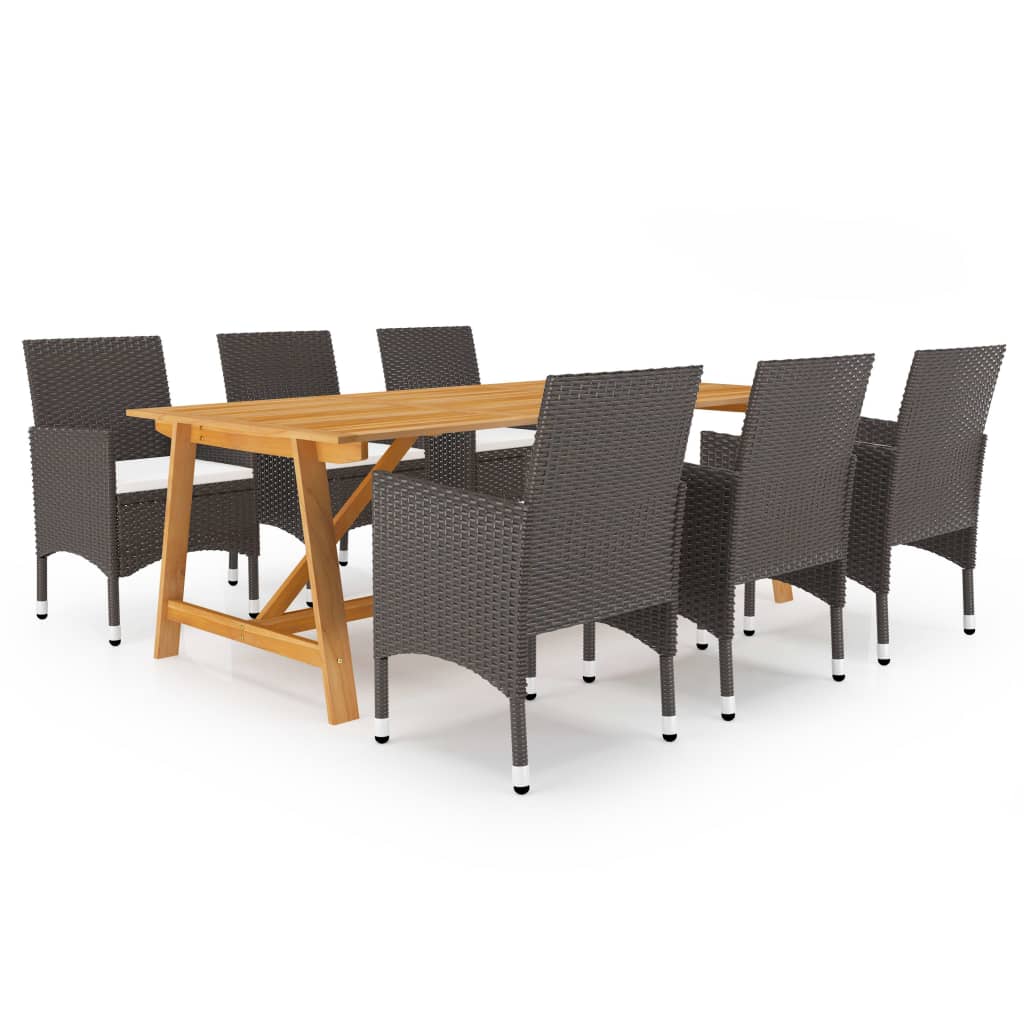 vidaXL Set mobilier de grădină, 7 piese, maro