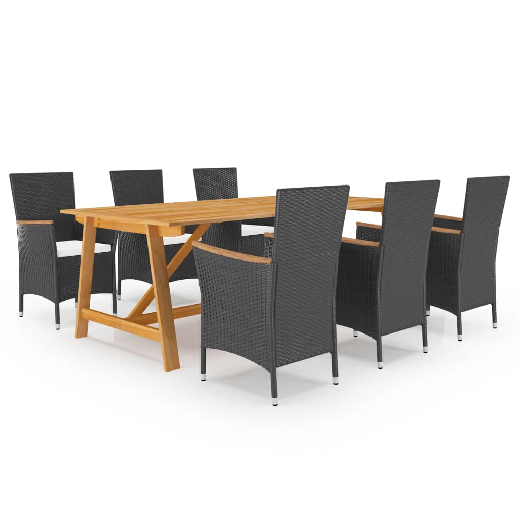 vidaXL Set mobilier de grădină, 7 piese, negru