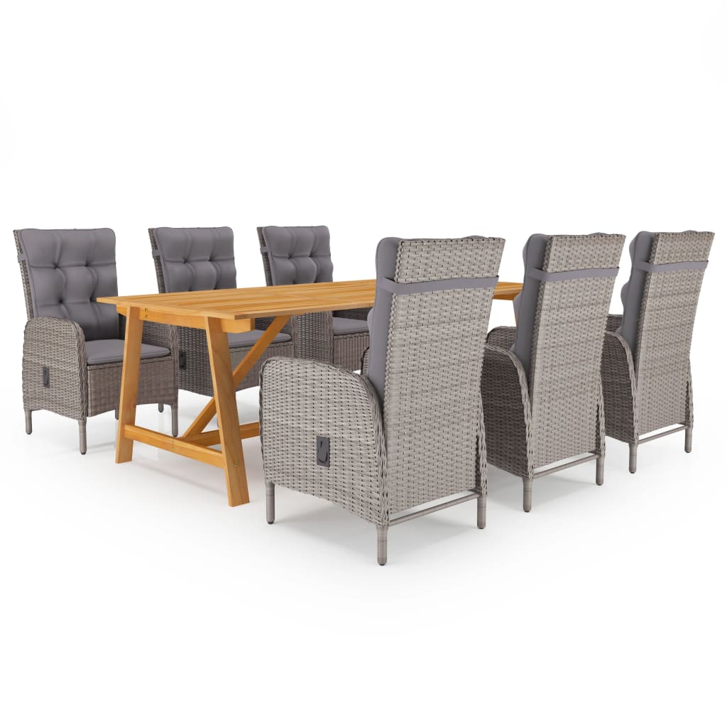 vidaXL Set mobilier pentru grădină, 7 piese, gri