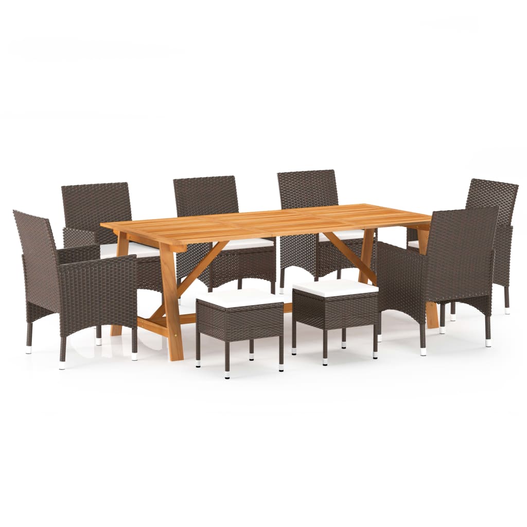 vidaXL Set mobilier de grădină, 9 piese, maro