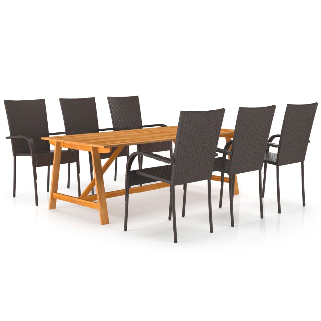 

vidaXL 7 Piece Patio Dining Set Brown