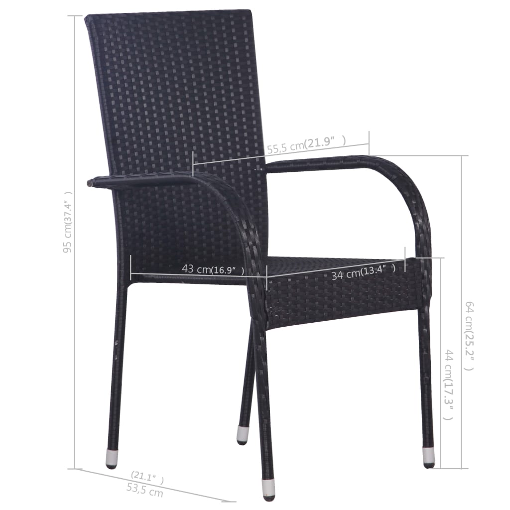 Stolik jadalniany z drewna akacjowego 206x100x74 cm + 6 krzeseł rattanowych czarnych 55,5x53,5x95 cm