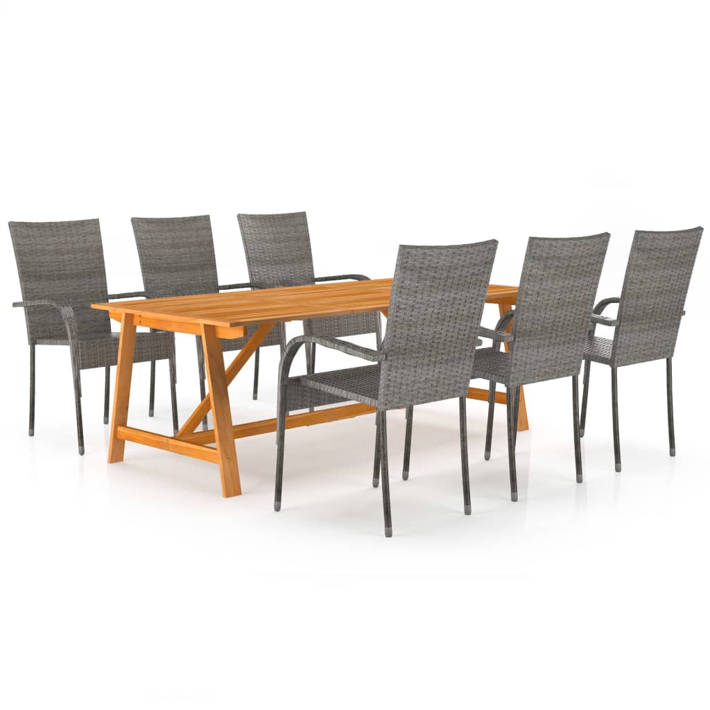 

vidaXL 7 Piece Patio Dining Set Gray