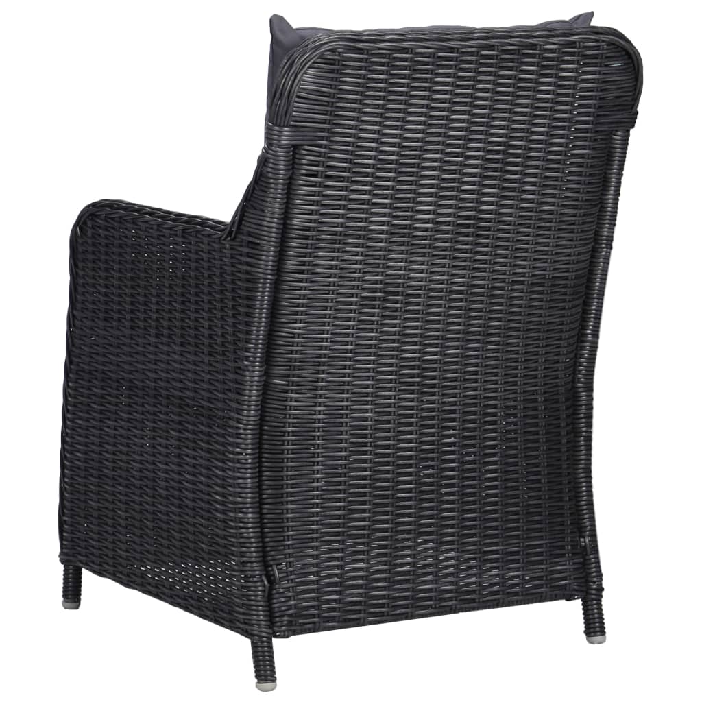 Set mobilier pentru grădină, 7 piese, negru