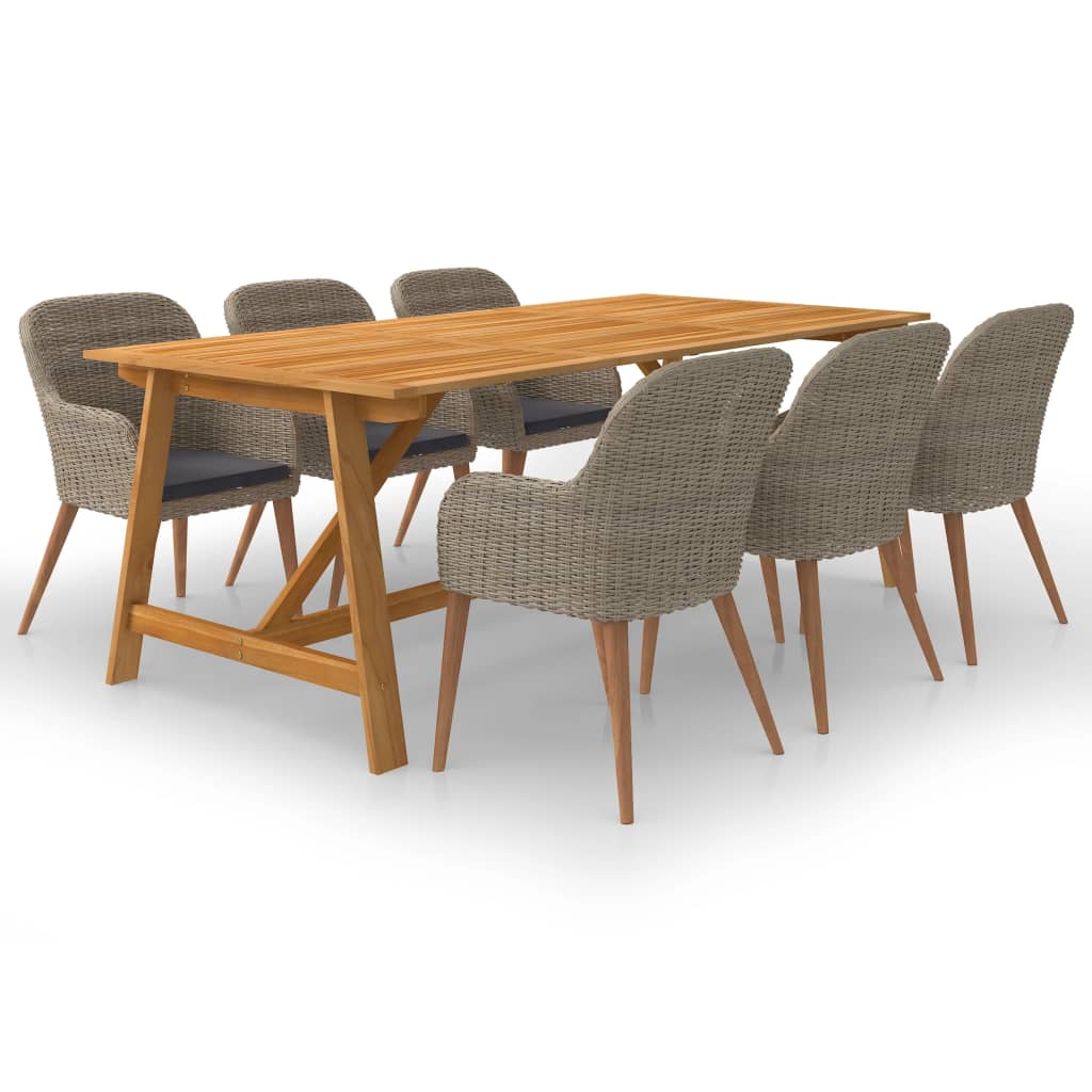 vidaXL Set mobilier de grădină, 7 piese, maro