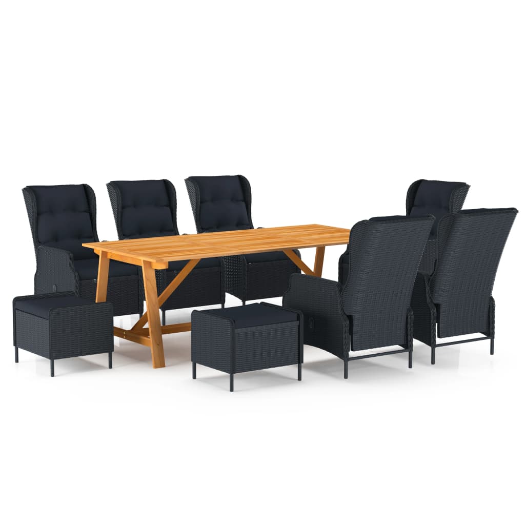 vidaXL Set mobilier de grădină, 9 piese, gri închis