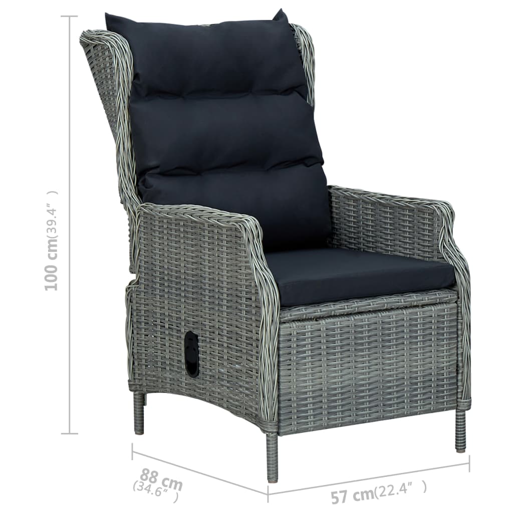 Градински трапезен комплект, 9 части, светлосив