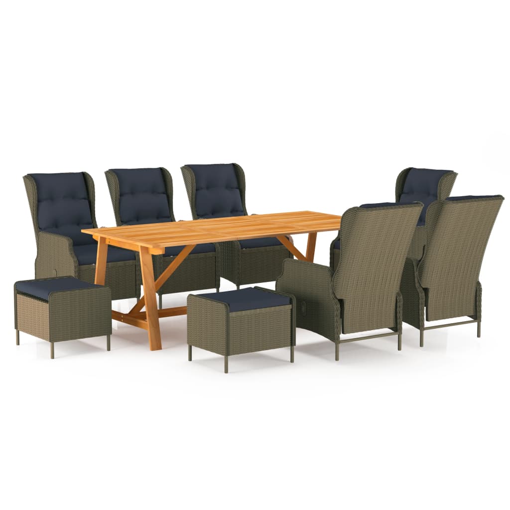 vidaXL Set mobilier de grădină, 9 piese, maro
