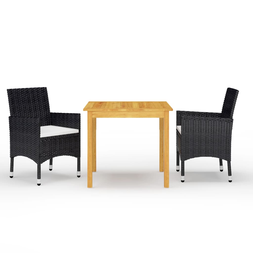 vidaXL Set mobilier de grădină, 3 piese, negru