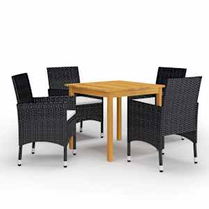 Vrtna jedilna garnitura 5-delna črna