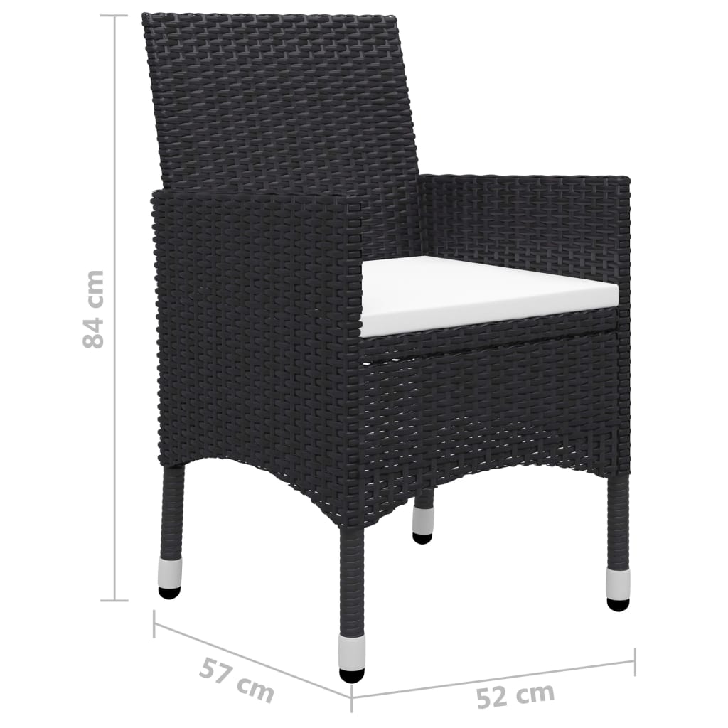 Set mobilier de grădină, 5 piese, negru