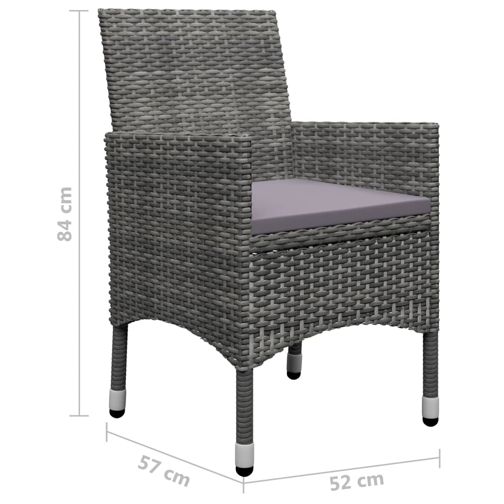 Set mobilier de grădină, 5 piese, gri