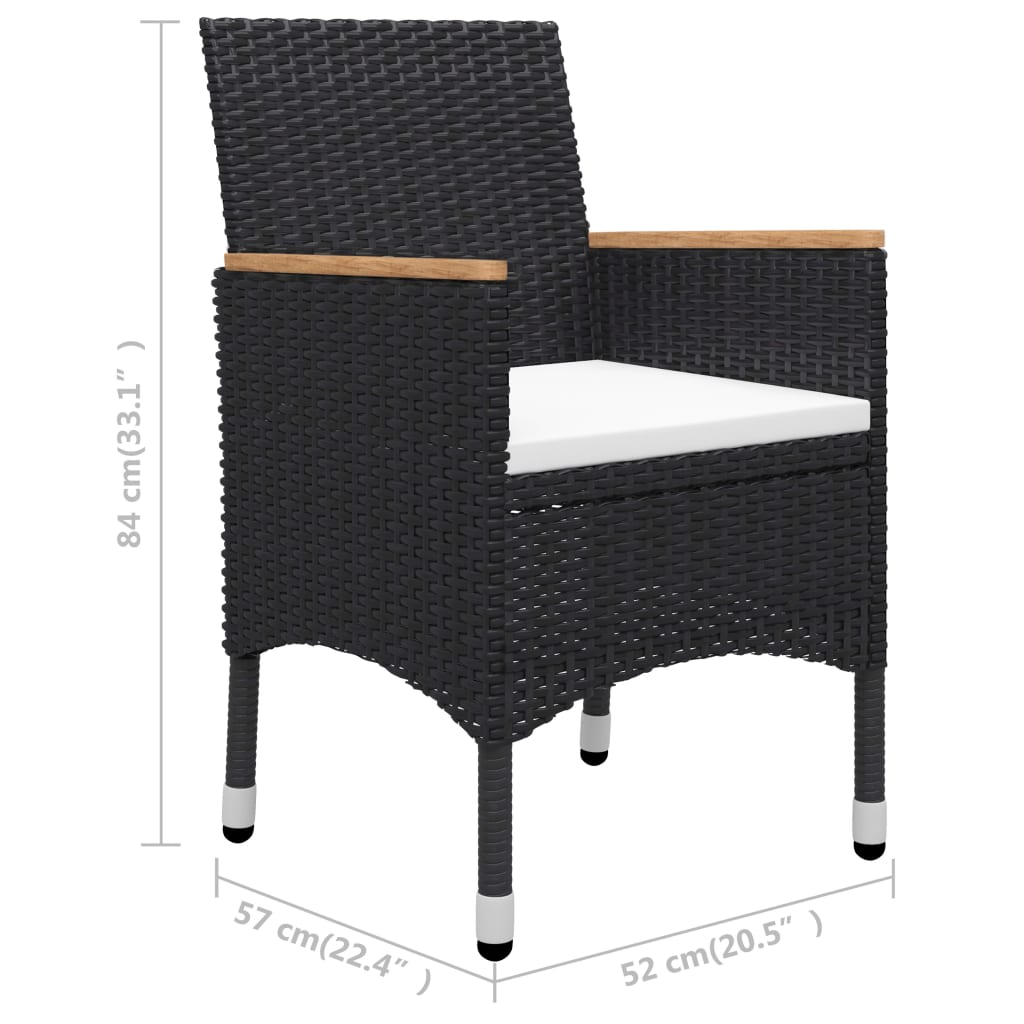 Set mobilier de grădină, 3 piese, negru