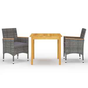 Vrtna jedilna garnitura 3-delna siva