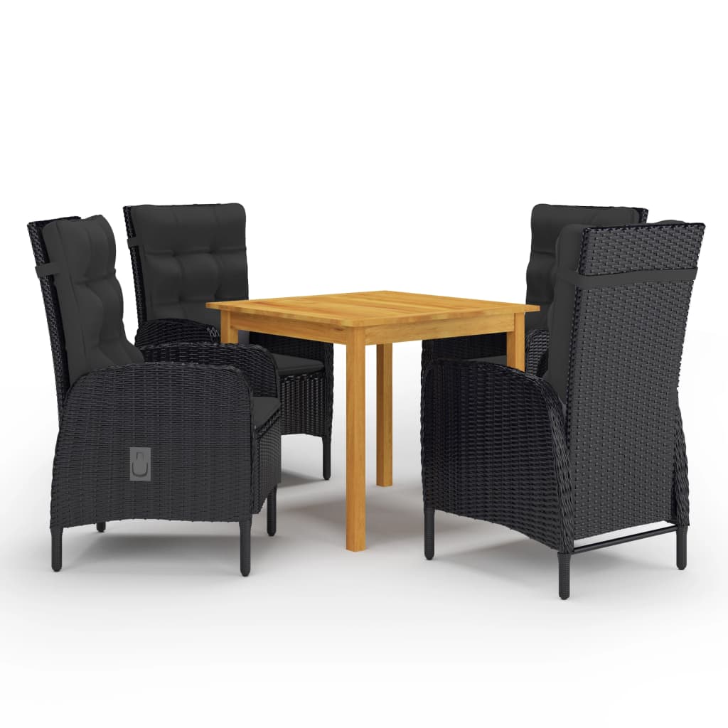 vidaXL Set mobilier de grădină, 5 piese, negru