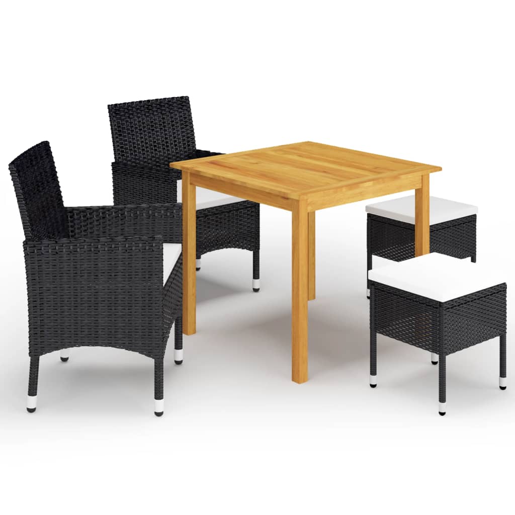 vidaXL Set mobilier de grădină, 5 piese, negru