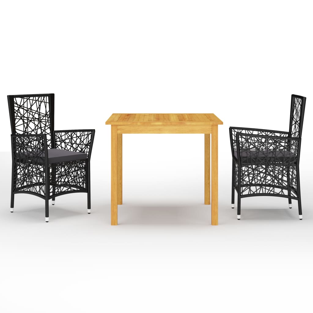 

vidaXL 3 Piece Patio Dining Set Black