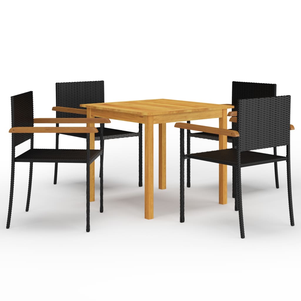 Image of vidaXL 5 Piece Garden Dining Set Black