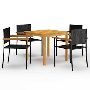 Vrtna jedilna garnitura 5-delna črna