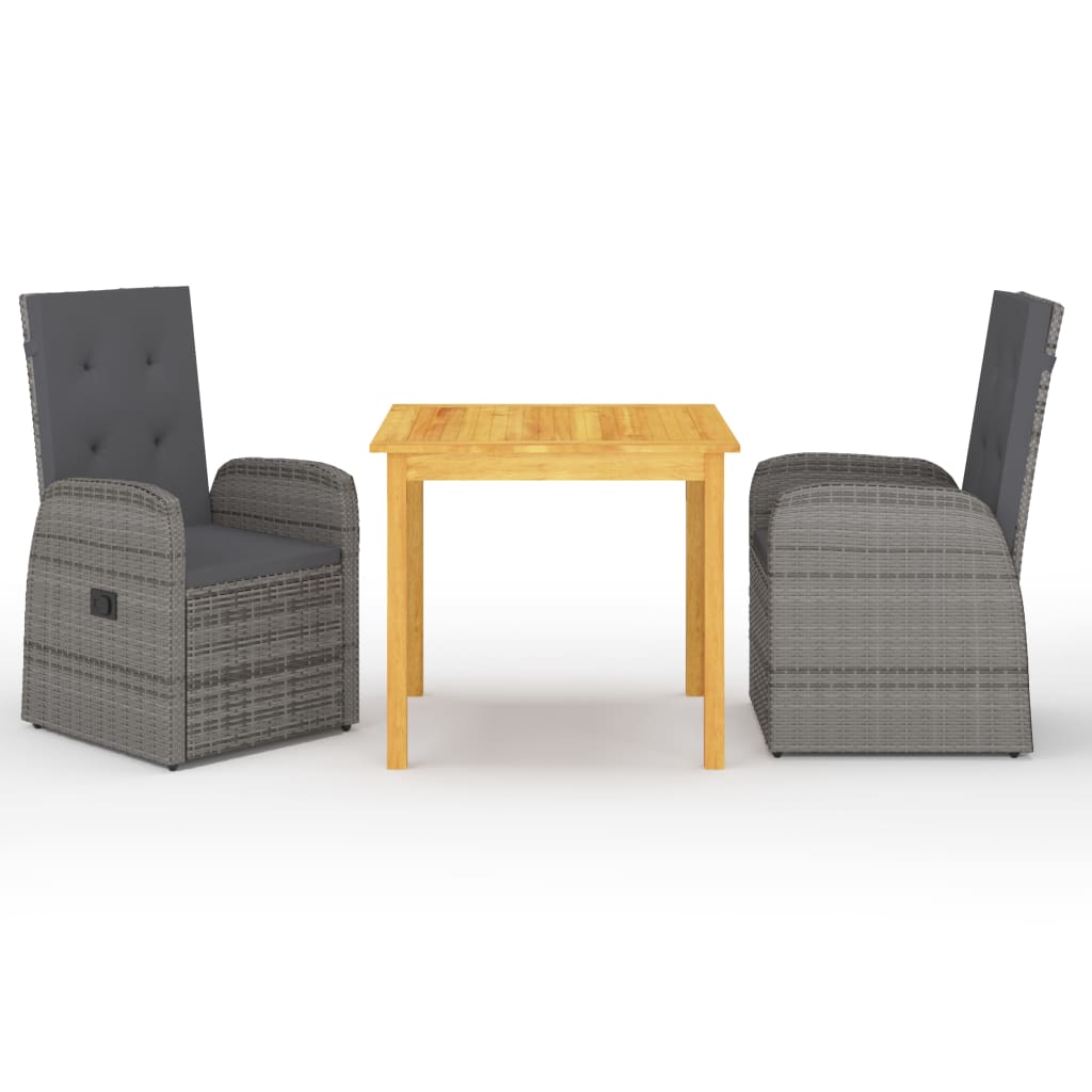 

vidaXL 3 Piece Patio Dining Set Gray