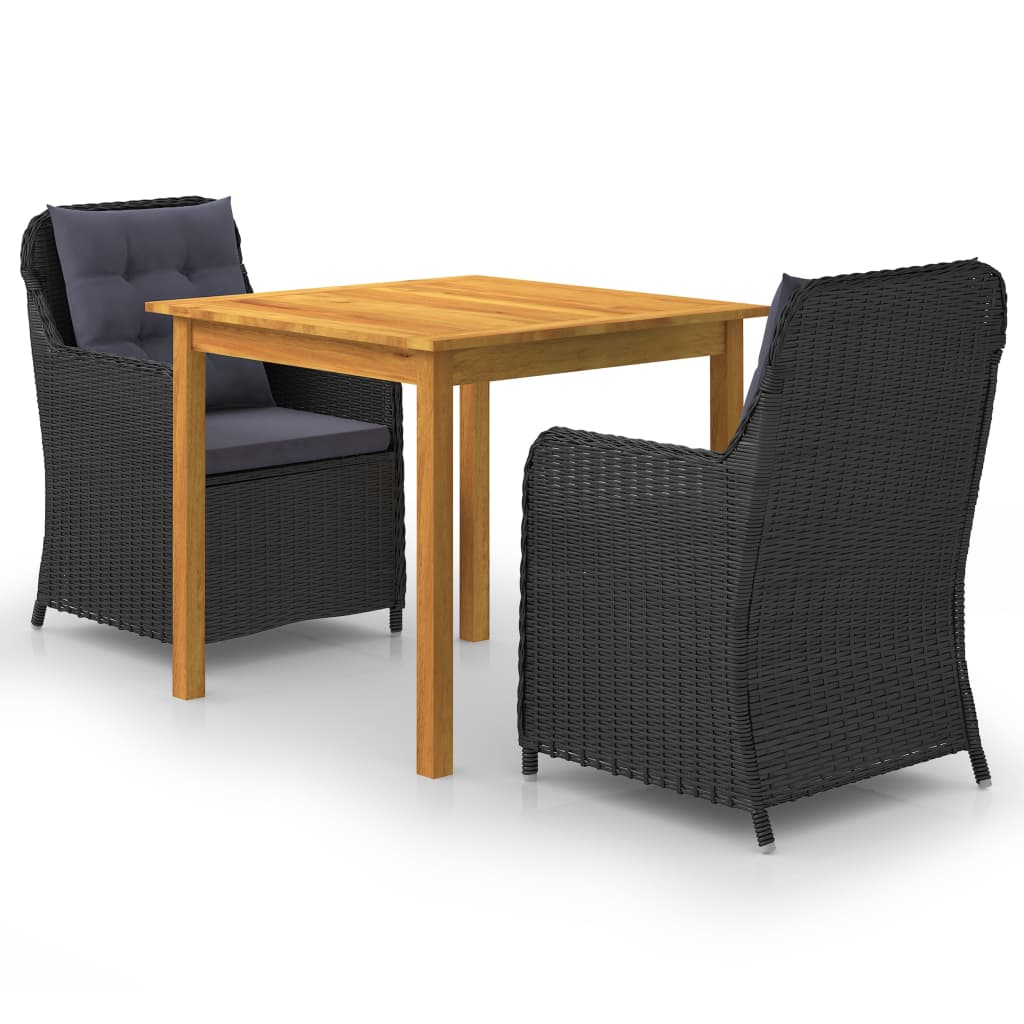 

vidaXL 3 Piece Patio Dining Set Black