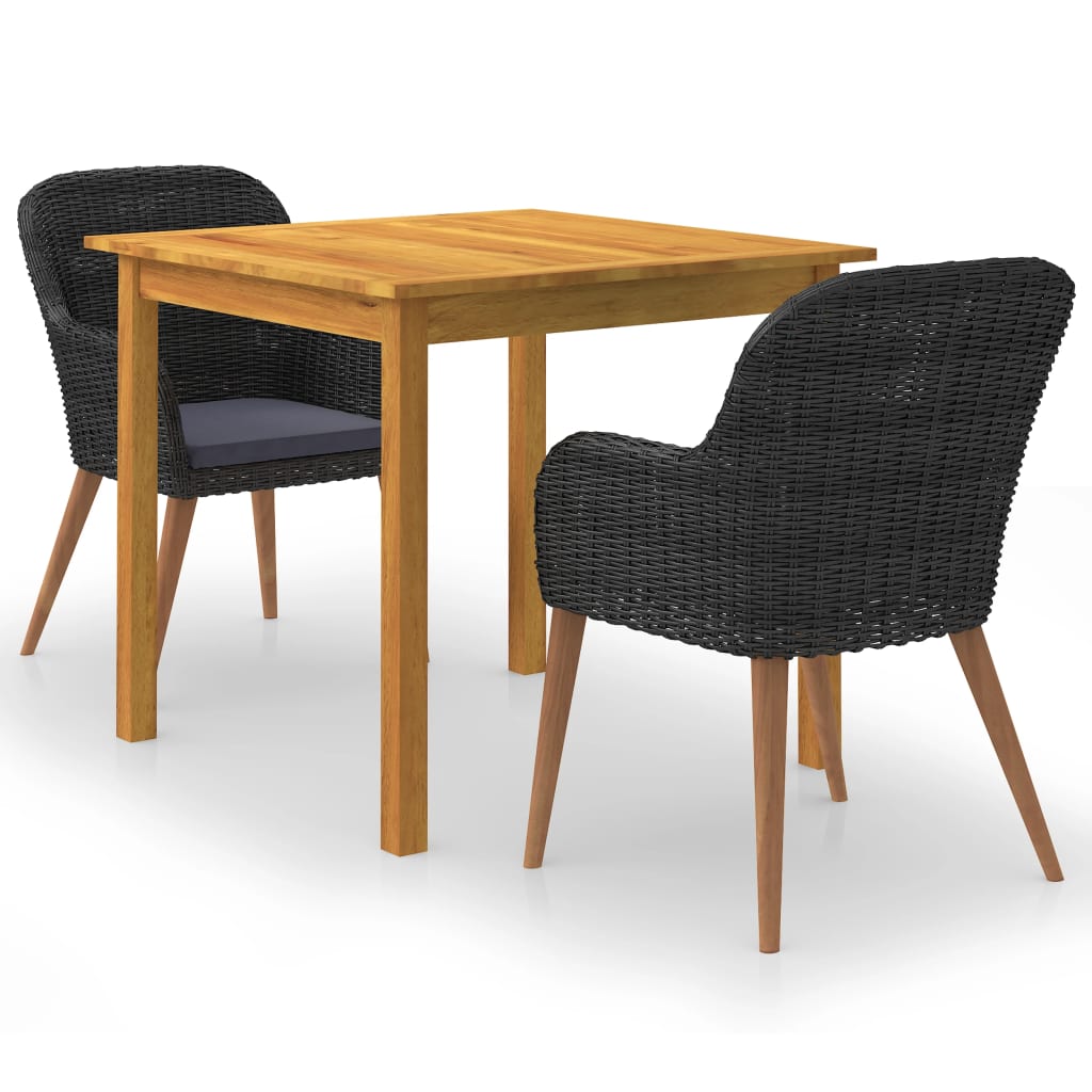 vidaXL Set mobilier de grădină, 3 piese, negru