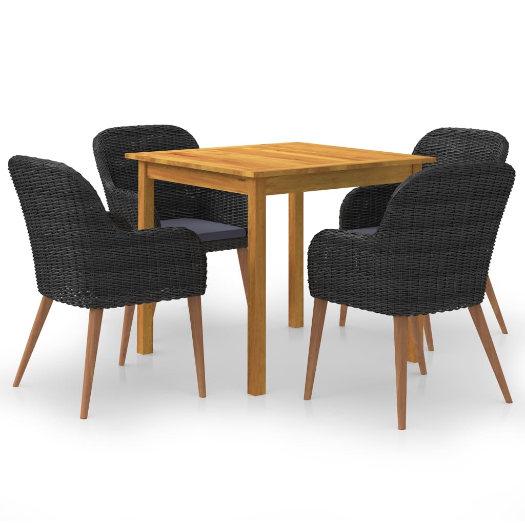 vidaXL Set mobilier de grădină, 5 piese, negru