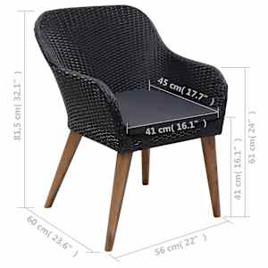 Vrtna jedilna garnitura 5-delna črna - slika 11