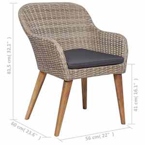 Vrtna jedilna garnitura 5-delna rjava - slika 12