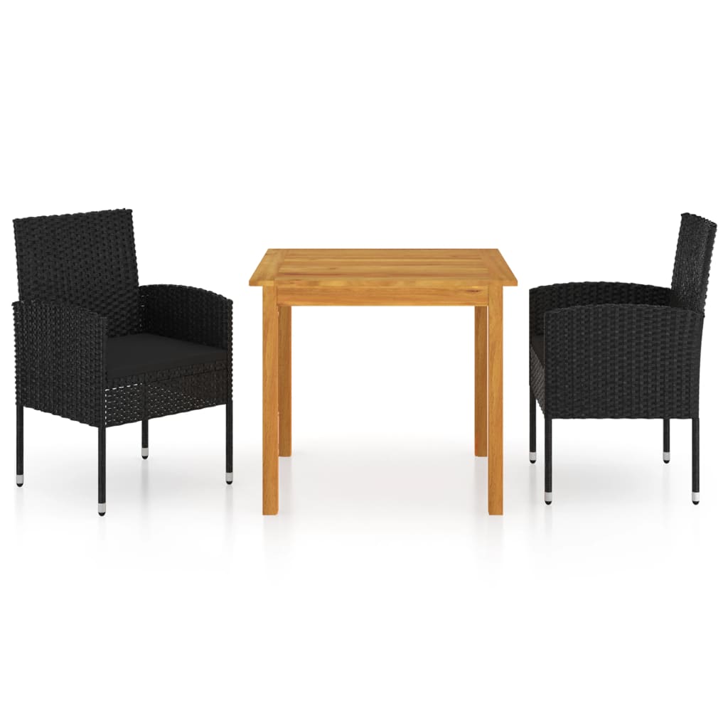 

vidaXL 3 Piece Patio Dining Set Black