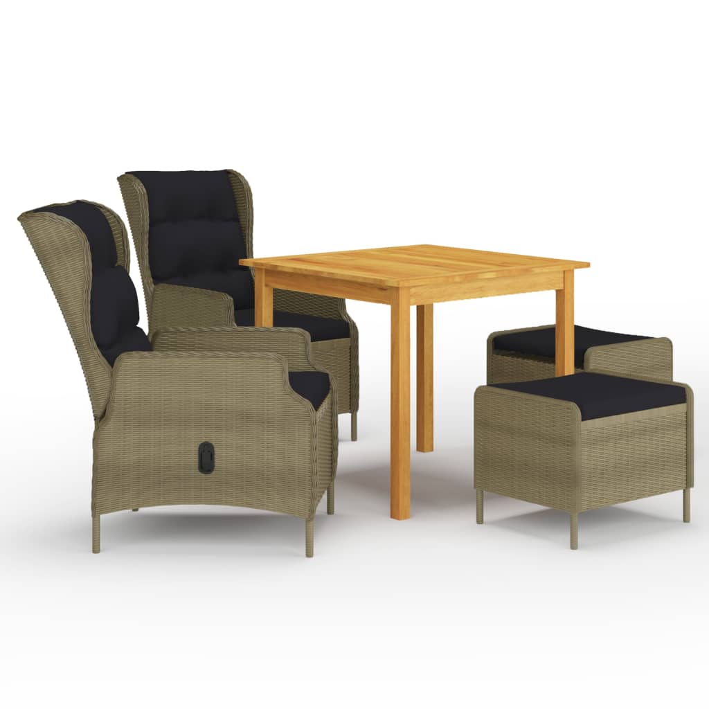 vidaXL Set mobilier de grădină, 5 piese, maro