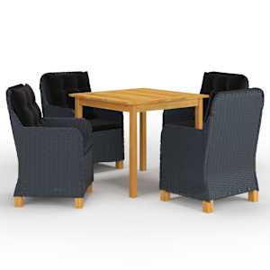 Vrtna jedilna garnitura 5-delna temno siva