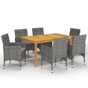 Vrtna jedilna garnitura 7-delna siva