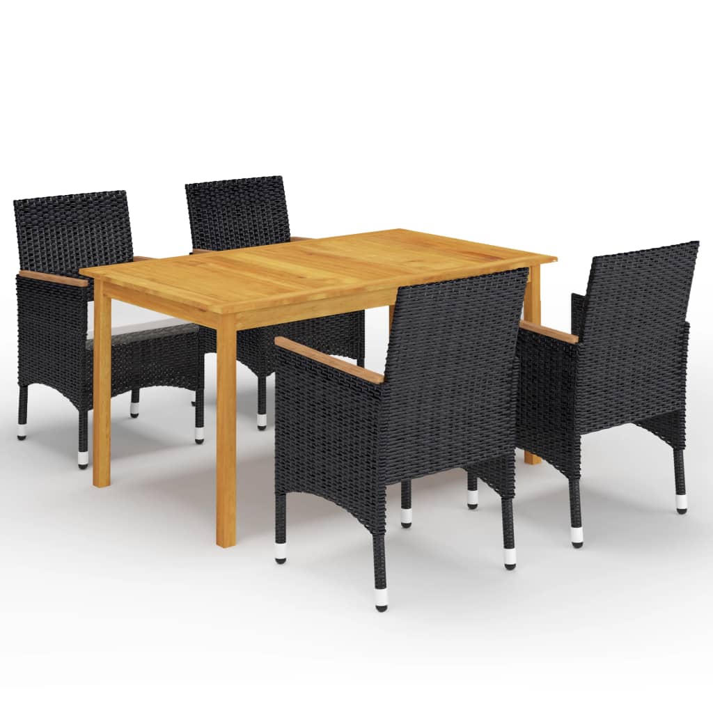 vidaXL Set mobilier de grădină, 5 piese, negru