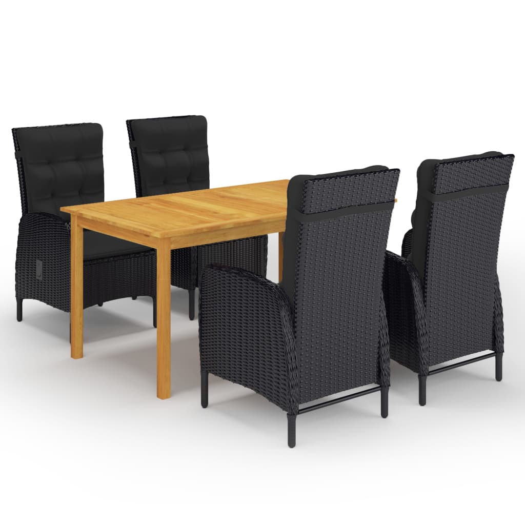 vidaXL Set mobilier de grădină, 5 piese, negru