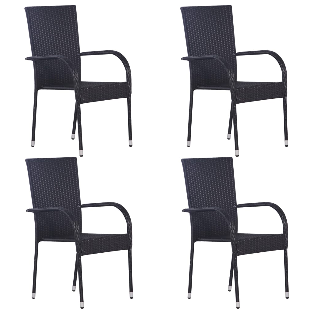 vidaXL Set mobilier de grădină, 5 piese, negru