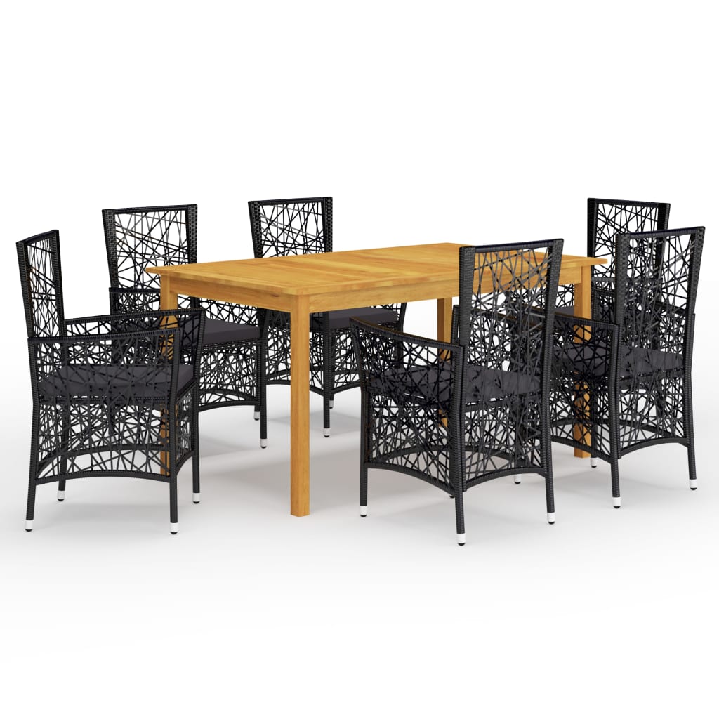 

vidaXL 7 Piece Patio Dining Set Black