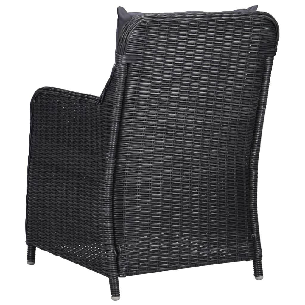 Zestaw jadalniany do ogrodu: Stół 150x90x74 cm + 4 krzesła czarne z poduszkami