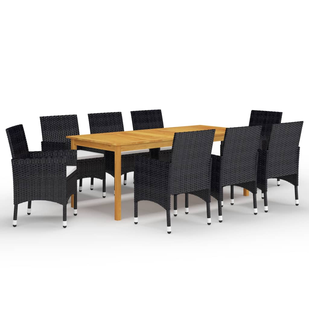 vidaXL Set mobilier de grădină, 9 piese, negru