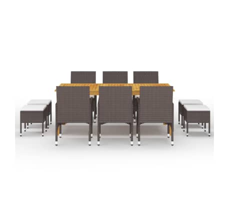 vidaXL 11 Piece Garden Dining Set Brown