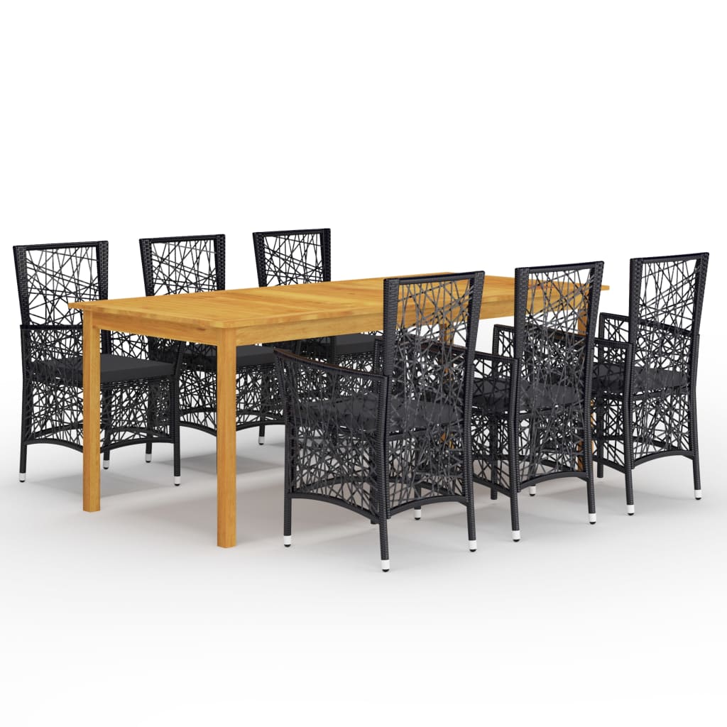 

vidaXL 7 Piece Patio Dining Set Black