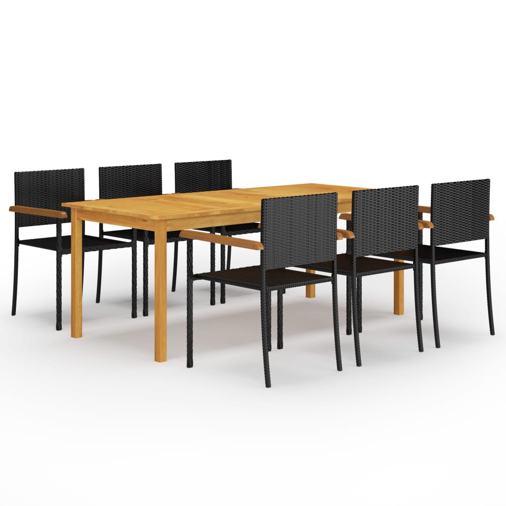 vidaXL Set mobilier de grădină, 7 piese, negru